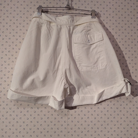 🤍 NWT Vintage Ralph Lauren Sport Women's White Cuffed Belted Shorts - Picture 5 of 13